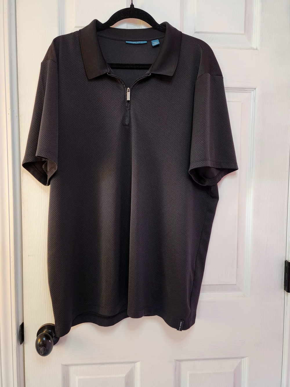 Perry Ellis Men's Black Short-Sleeve Quarter-Zip Polo Golf XXL